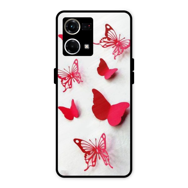 Red Butterflies Metal Back Case for Oppo F21 Pro 4G