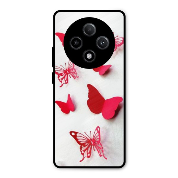Red Butterflies Metal Back Case for Oppo F27 Pro Plus