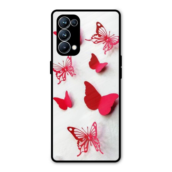 Red Butterflies Metal Back Case for Oppo Reno5 Pro 5G