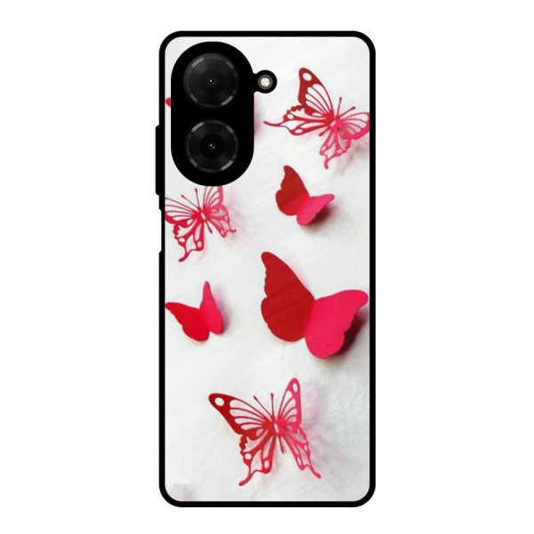 Red Butterflies Metal Back Case for Poco C71