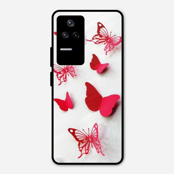 Red Butterflies Metal Back Case for Poco F4 5G