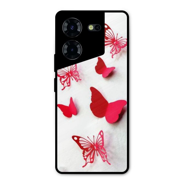 Red Butterflies Metal Back Case for Tecno Pova 5 Pro 5G