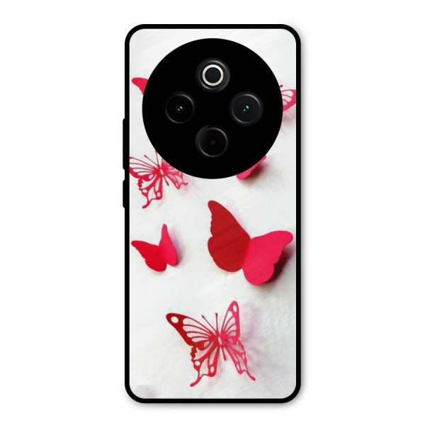 Red Butterflies Metal Back Case for Vivo T4