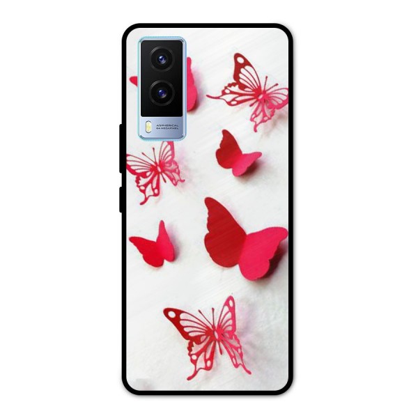 Red Butterflies Metal Back Case for Vivo V21e 5G