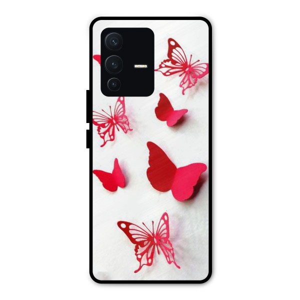 Red Butterflies Metal Back Case for Vivo V23 Pro