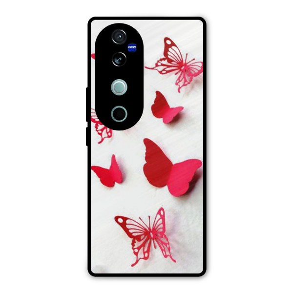 Red Butterflies Metal Back Case for Vivo V40 Pro
