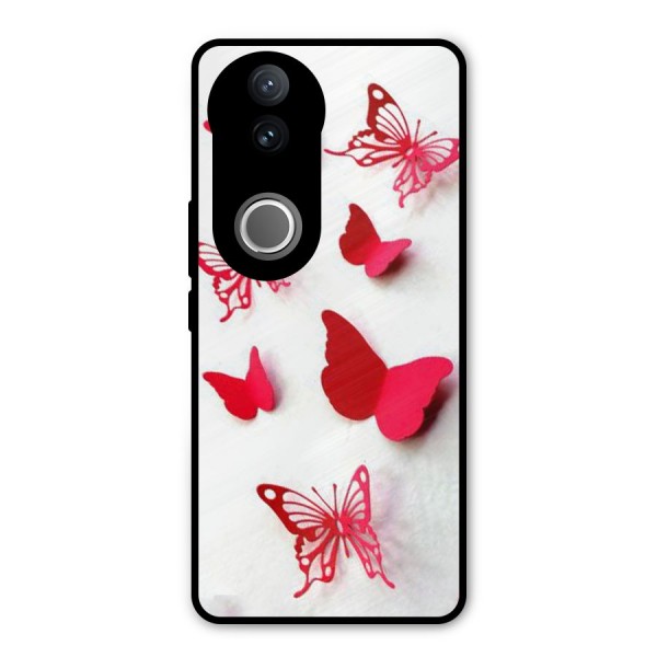 Red Butterflies Metal Back Case for Vivo V50