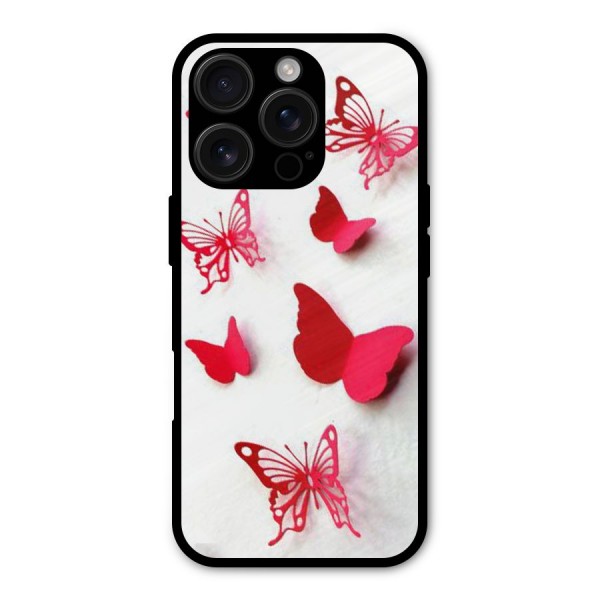 Red Butterflies Metal Back Case for iPhone 16 Pro