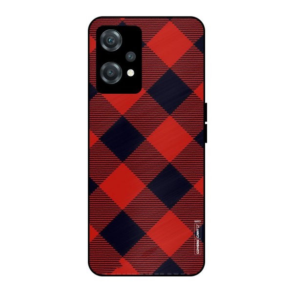 Red Diagonal Check Metal Back Case for OnePlus Nord CE 2 Lite 5G