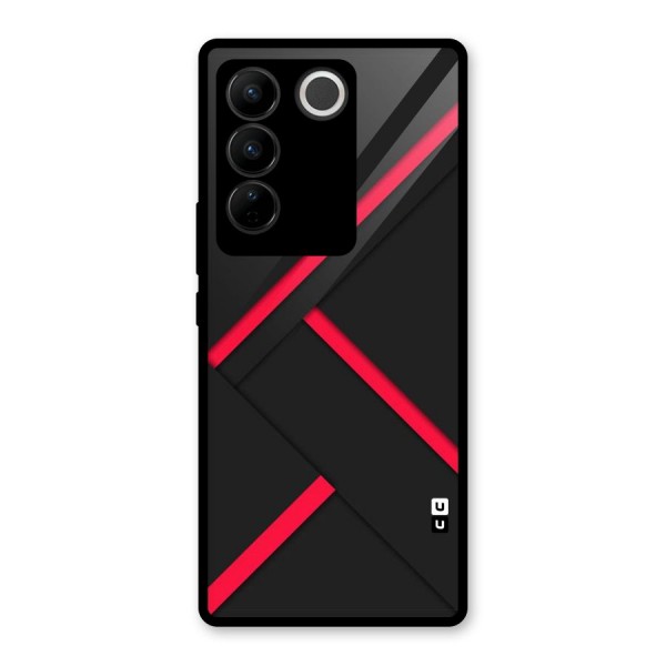 Red Disort Stripes Glass Back Case for Vivo V27 Pro