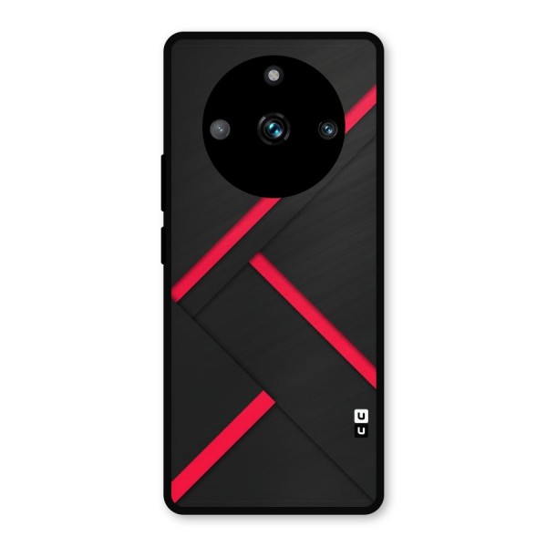 Red Disort Stripes Metal Back Case for Realme 11 Pro