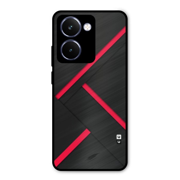 Red Disort Stripes Metal Back Case for Realme P3 Ultra