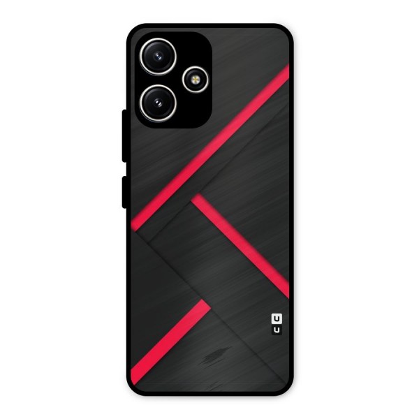 Red Disort Stripes Metal Back Case for Redmi 12 5G