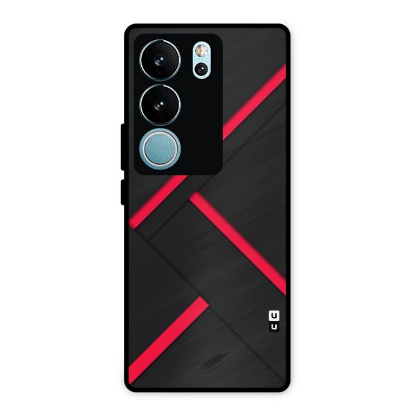 Red Disort Stripes Metal Back Case for Vivo V29 Pro