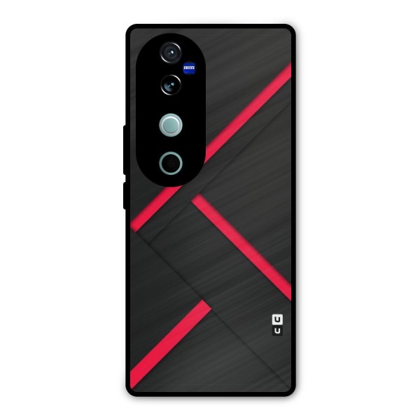 Red Disort Stripes Metal Back Case for Vivo V40 Pro