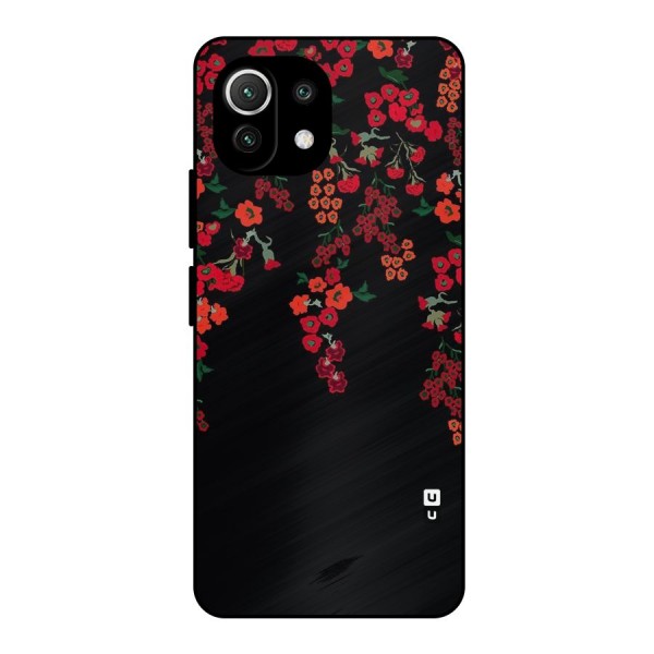 Red Floral Pattern Metal Back Case for Mi 11 Lite NE 5G