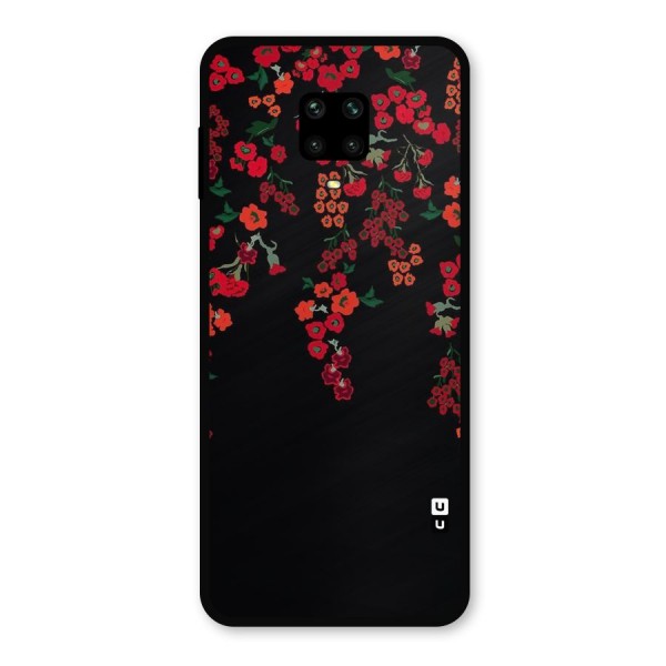Red Floral Pattern Metal Back Case for Redmi Note 9 Pro