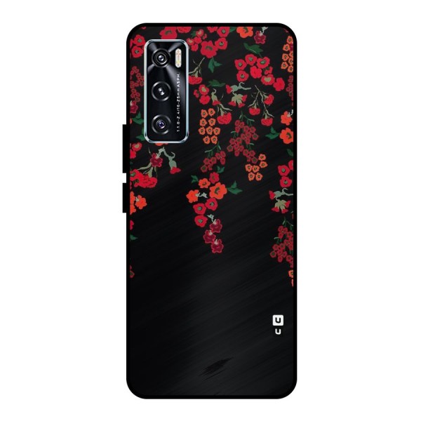Red Floral Pattern Metal Back Case for Vivo V20 SE