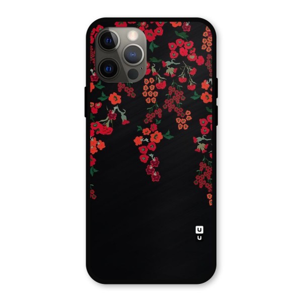 Red Floral Pattern Metal Back Case for iPhone 12 Pro