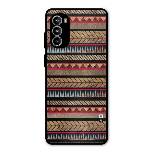 Red Indie Pattern Metal Back Case for Moto G52