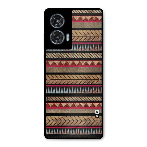 Red Indie Pattern Metal Back Case for Motorola Edge 50 Fusion