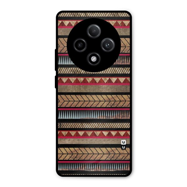 Red Indie Pattern Metal Back Case for Oppo F27 Pro Plus