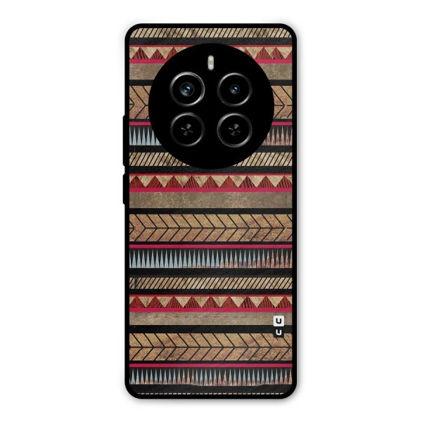 Red Indie Pattern Metal Back Case for Realme P1 Pro