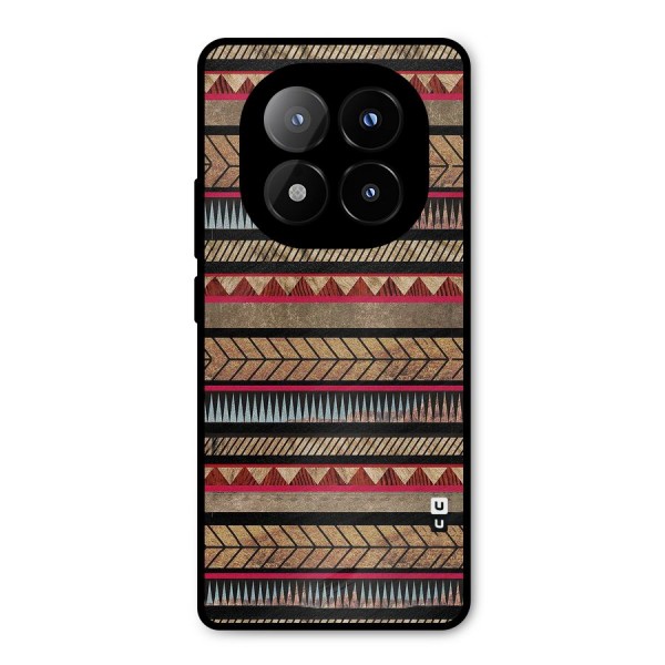 Red Indie Pattern Metal Back Case for Redmi Note 14 Pro Plus 5G