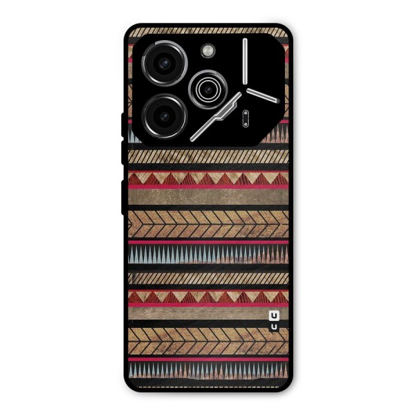 Red Indie Pattern Metal Back Case for Tecno Pova 6 Pro
