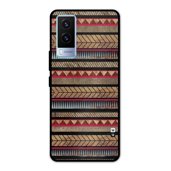 Red Indie Pattern Metal Back Case for Vivo V21e 5G