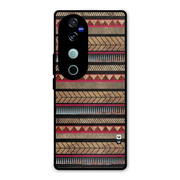Red Indie Pattern Metal Back Case for Vivo V40