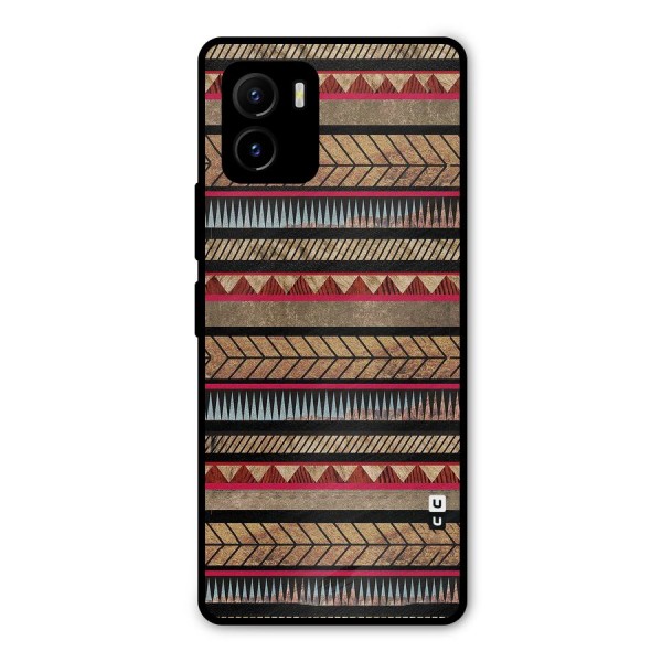 Red Indie Pattern Metal Back Case for Vivo Y15s