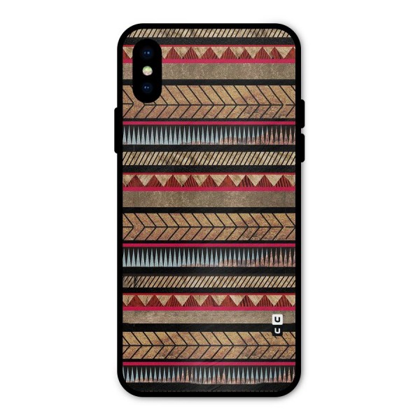 Red Indie Pattern Metal Back Case for iPhone XS
