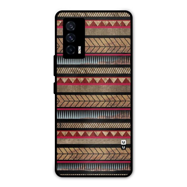 Red Indie Pattern Metal Back Case for iQOO 7 5G