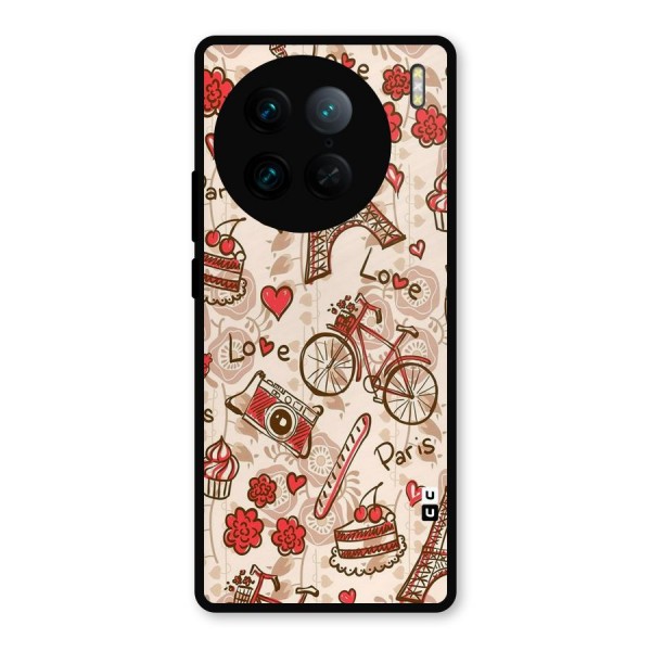 Red Peach City Metal Back Case for Vivo X90 Pro