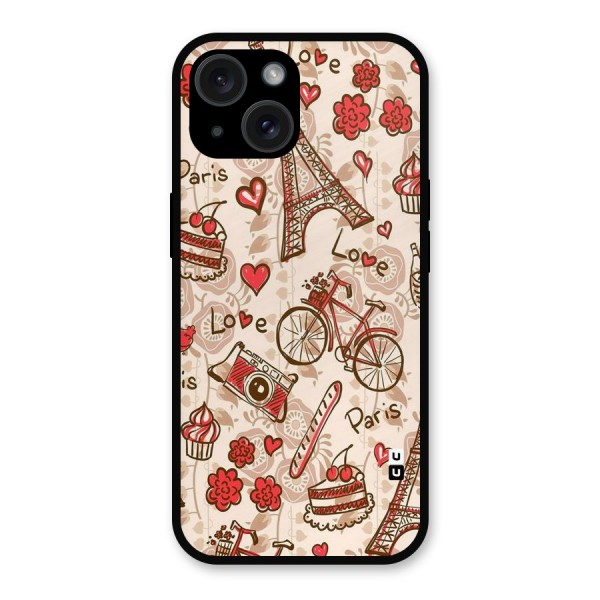 Red Peach City Metal Back Case for iPhone 15