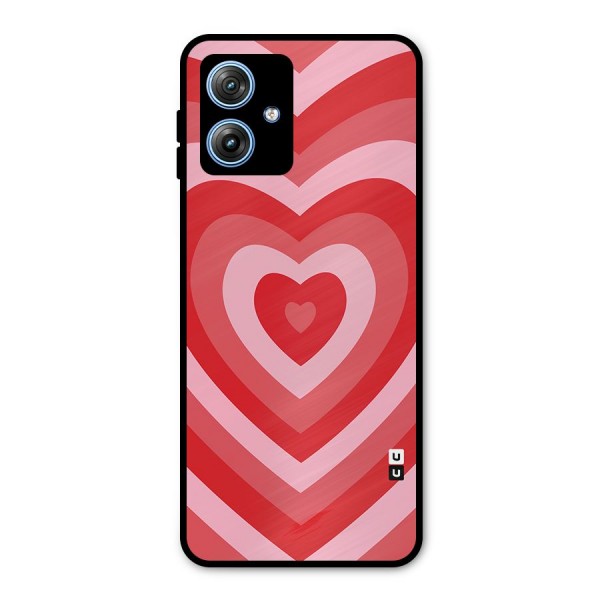 Red Retro Hearts Metal Back Case for Moto G54