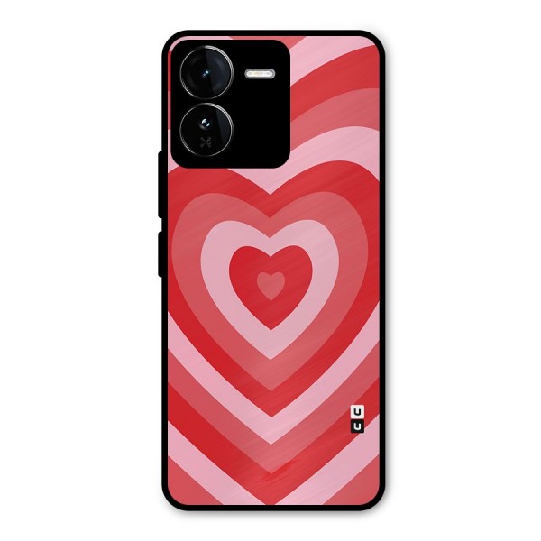 Red Retro Hearts Metal Back Case for iQOO Z9