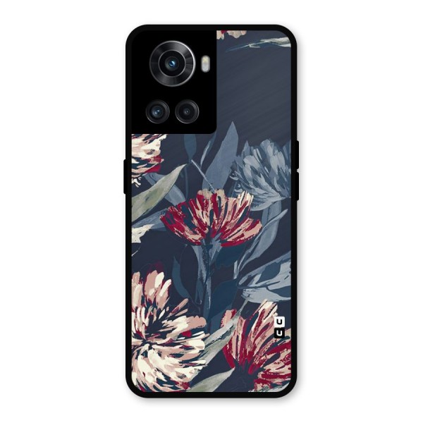 Red Rugged Floral Pattern Metal Back Case for OnePlus 10R