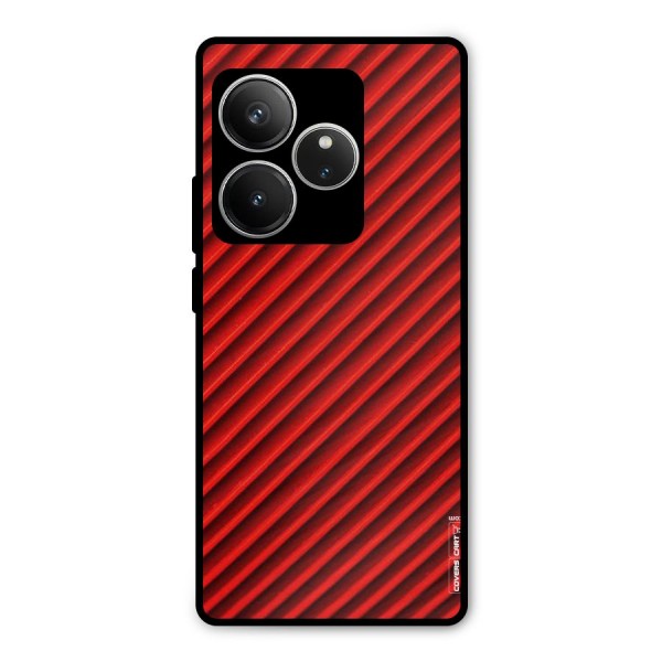 Red Rugged Stripes Metal Back Case for Realme GT 6