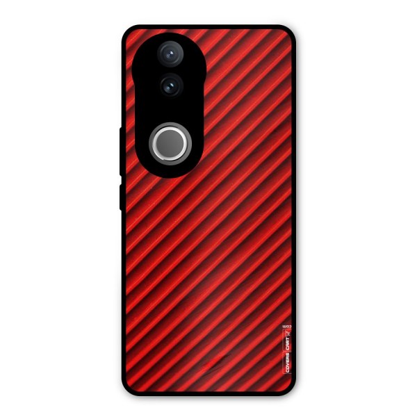 Red Rugged Stripes Metal Back Case for Vivo V50e
