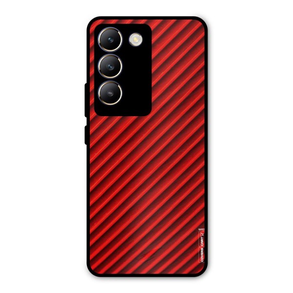 Red Rugged Stripes Metal Back Case for Vivo Y200e