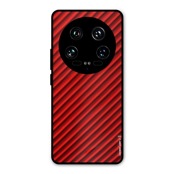 Red Rugged Stripes Metal Back Case for Xiaomi 14 Ultra