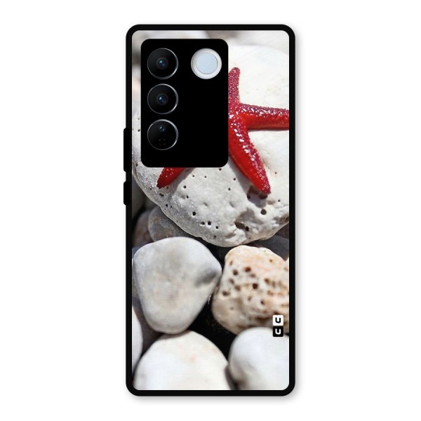 Red Star Fish Metal Back Case for Vivo V27 Pro