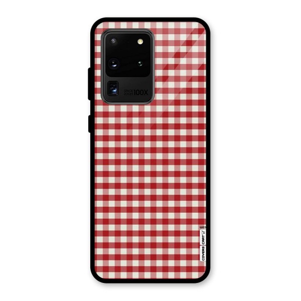 Red White Check Glass Back Case for Galaxy S20 Ultra