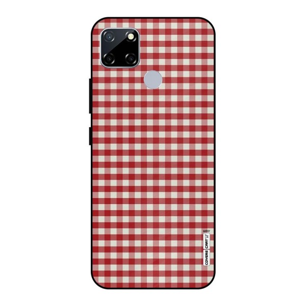 Red White Check Metal Back Case for Realme Narzo 30A