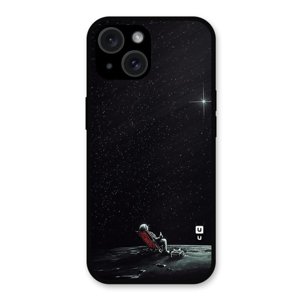 Resting Spaceman Face Metal Back Case for iPhone 15