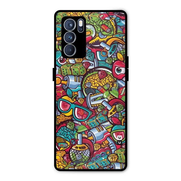 Retro Diamond Design Metal Back Case for Oppo Reno6 Pro 5G