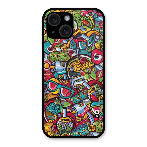 Retro Diamond Design Metal Back Case for iPhone 15