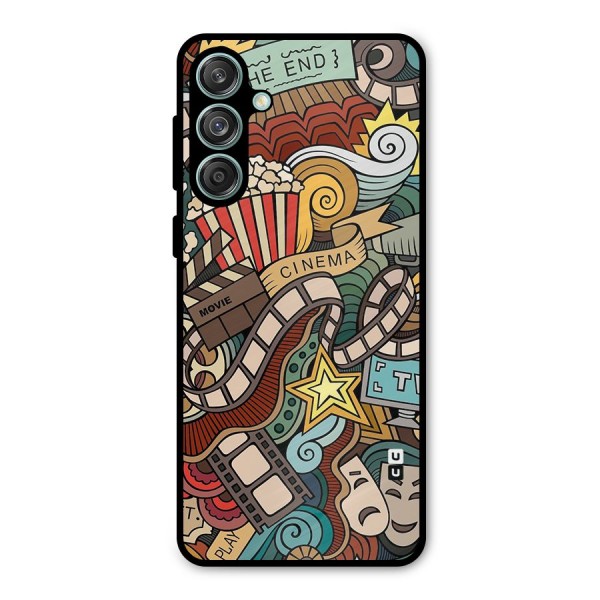 Retro Doodle Art Metal Back Case for Galaxy M55 5G